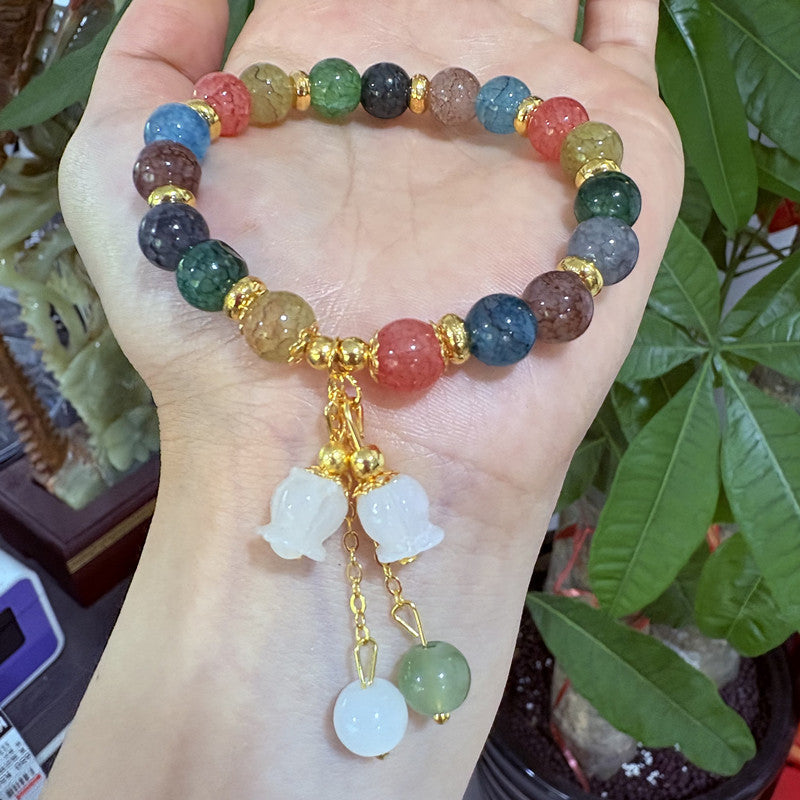 Wholesale Stylish Handmade Colorful Lily Of The Valley Flower Bracelet For Women Fashion Jewelry Accessory For Resale