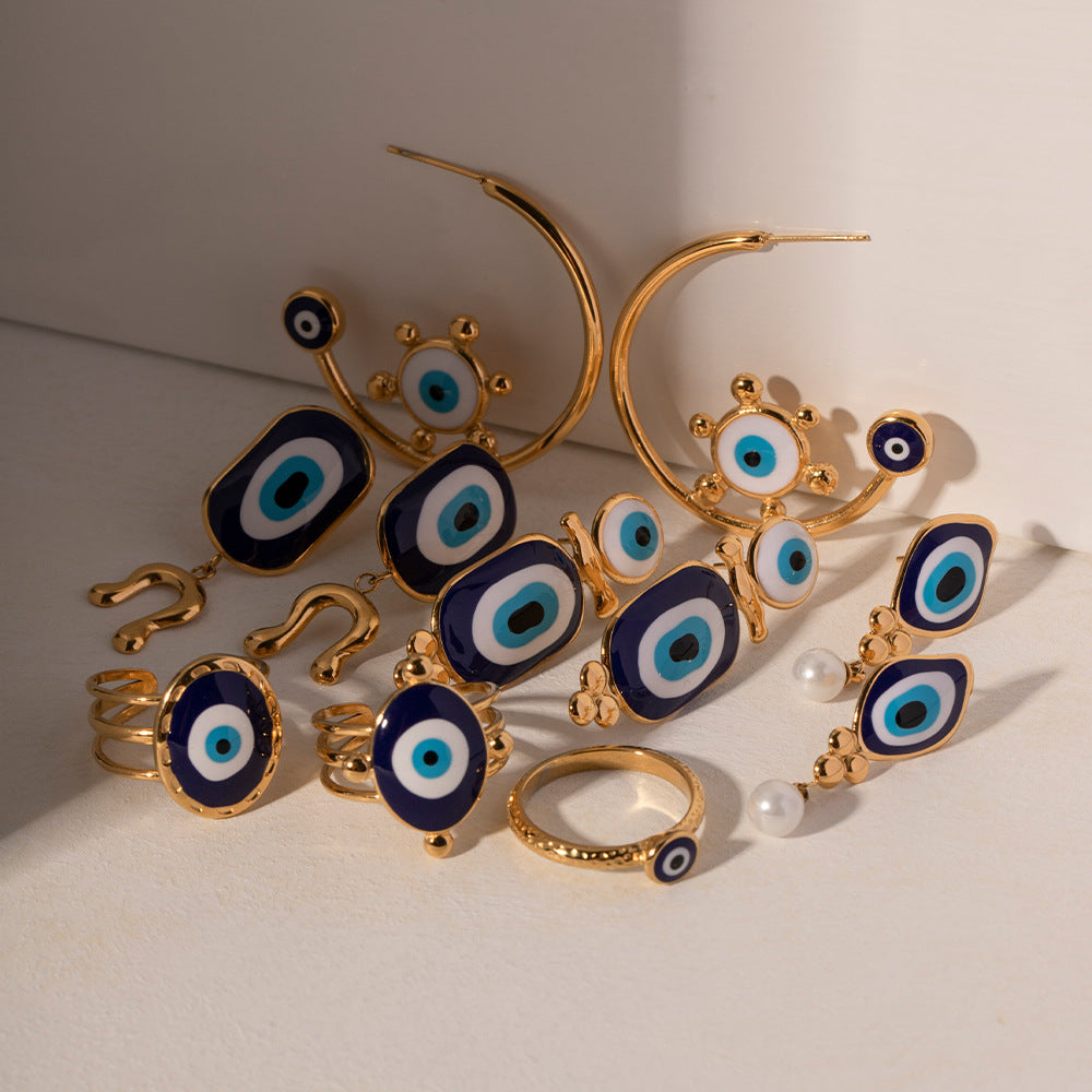 Wholesale Blue Eye Pendant Ethnic Style Devil Eye Earrings Rings ACC-RS-WanXing006 ACC-RS-WanXing006