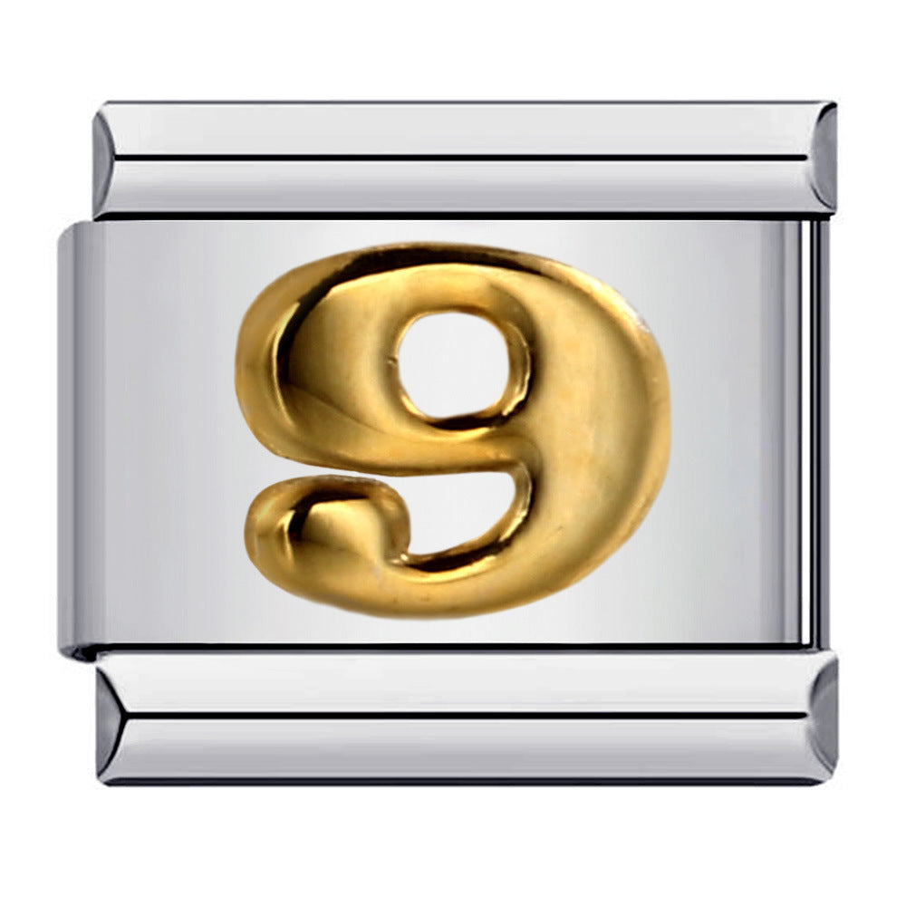 Wholesale Italian Charm Bracelet 9mm DIY Splicing Removable Arabic Numerals Stainless Steel Composable Bracelet