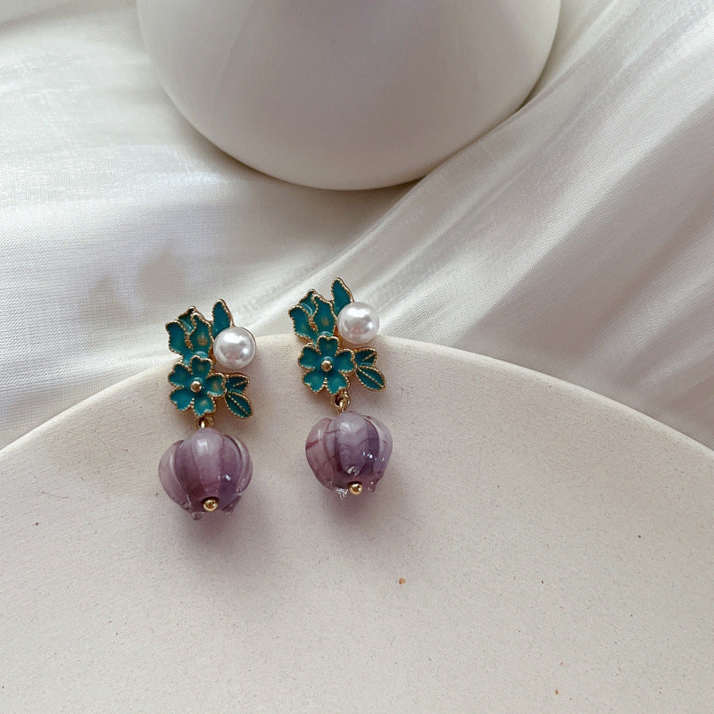 Wholesale  925 silver needle flower earrings