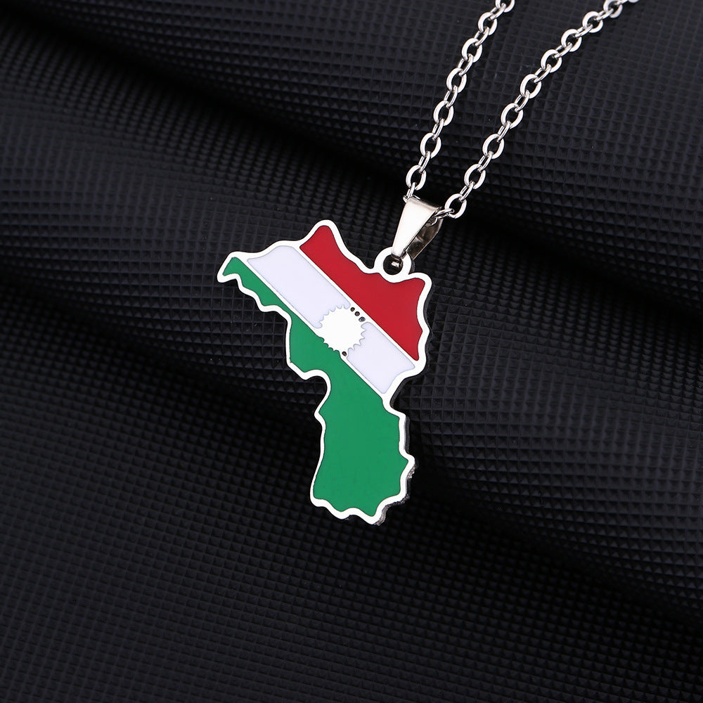 Wholesale Geometric Vintage Drip Oil Pendant Necklace Stainless Steel Jewelry Accessory