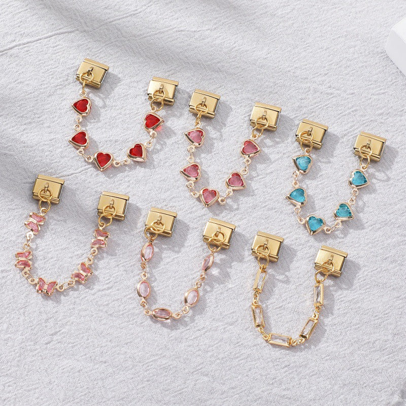 Wholesale Love Butterfly Stainless Steel DIY Bracelet Charms Plated Colorful Fashion Accessory For Jewelry Making
