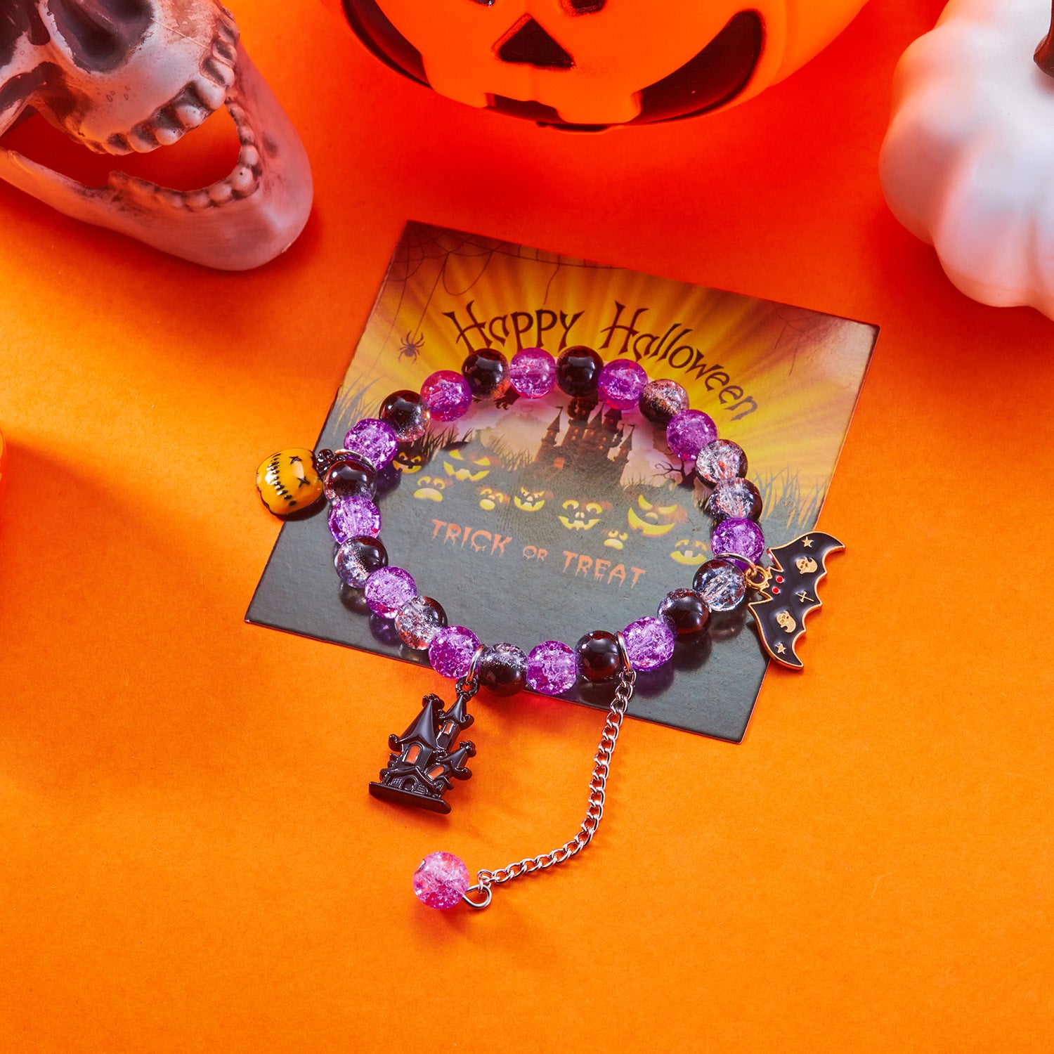 Wholesale  Halloween Pumpkin Cat Couple Bracelet