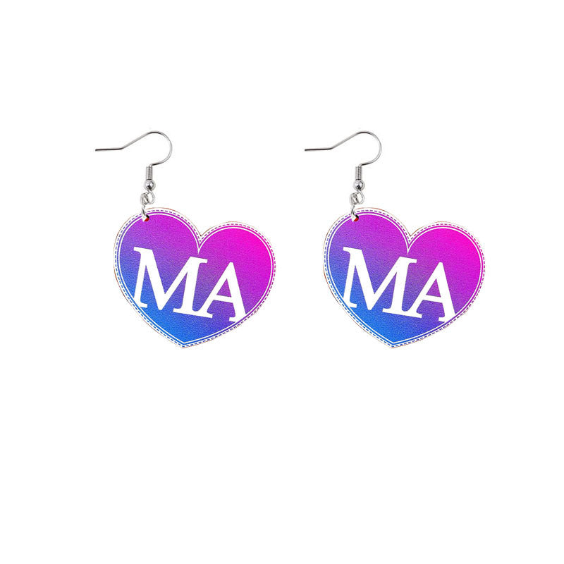 Wholesale Mother's Day MOM Rainbow Sunflower Wooden Earrings ACC-ES-YiYuan007