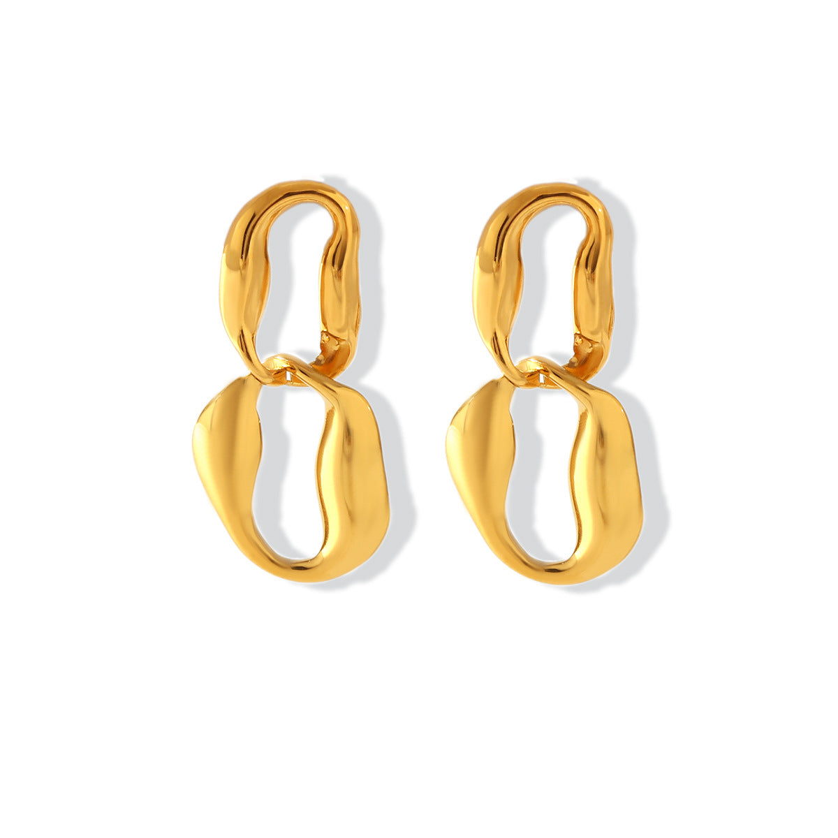 Wholesale stainless steel earrings hammer geometric hanging female earrings