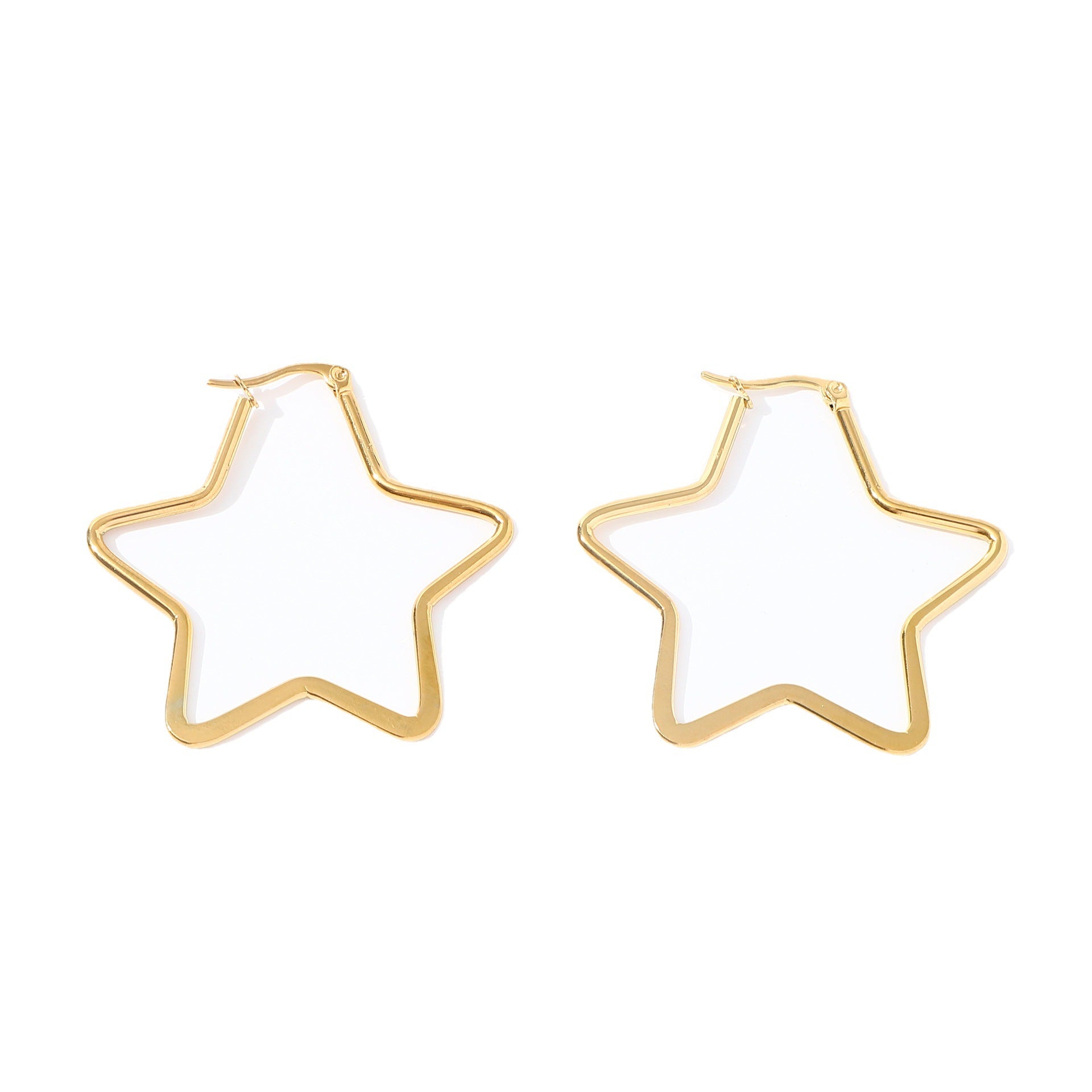 Wholesale  geometric exaggerated stainless steel earrings five-pointed star shaped earrings