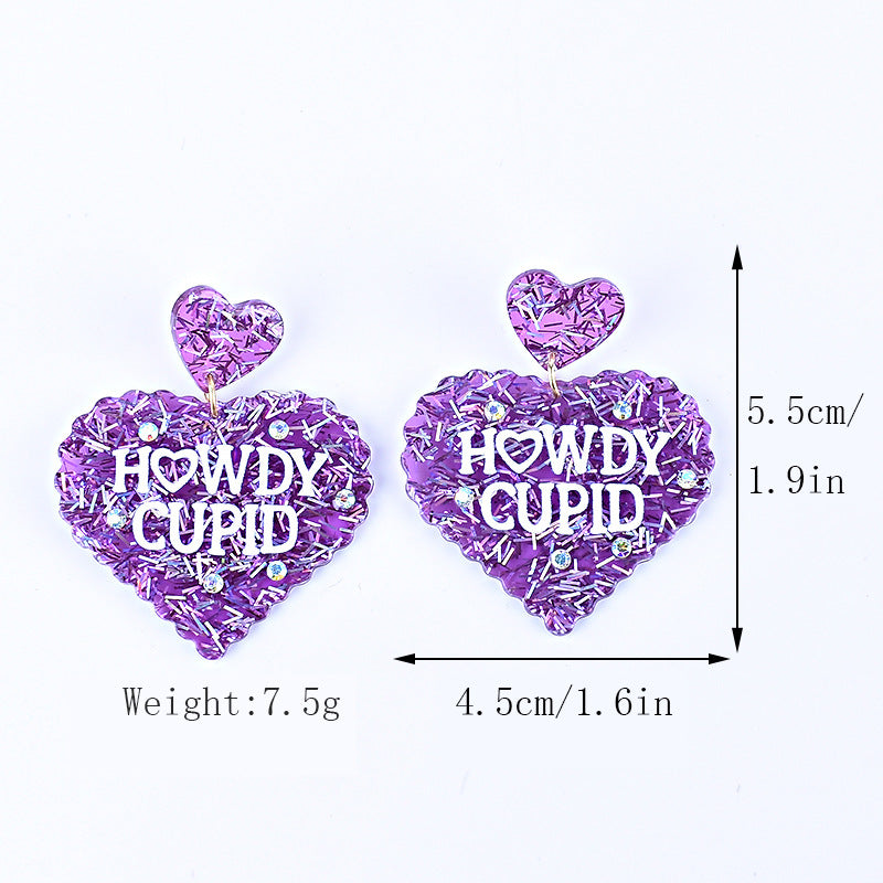Wholesale Valentine' s Day Acrylic Heart Earrings