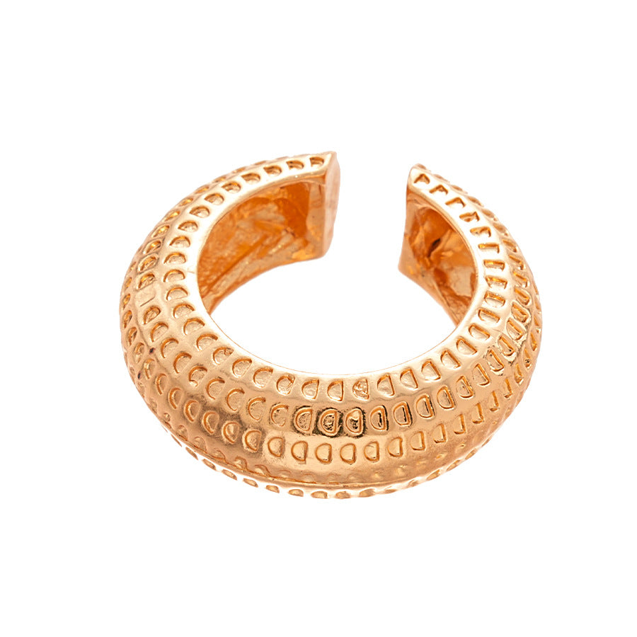 Wholesale Metallic Spotted Geometric Round Ear Clips