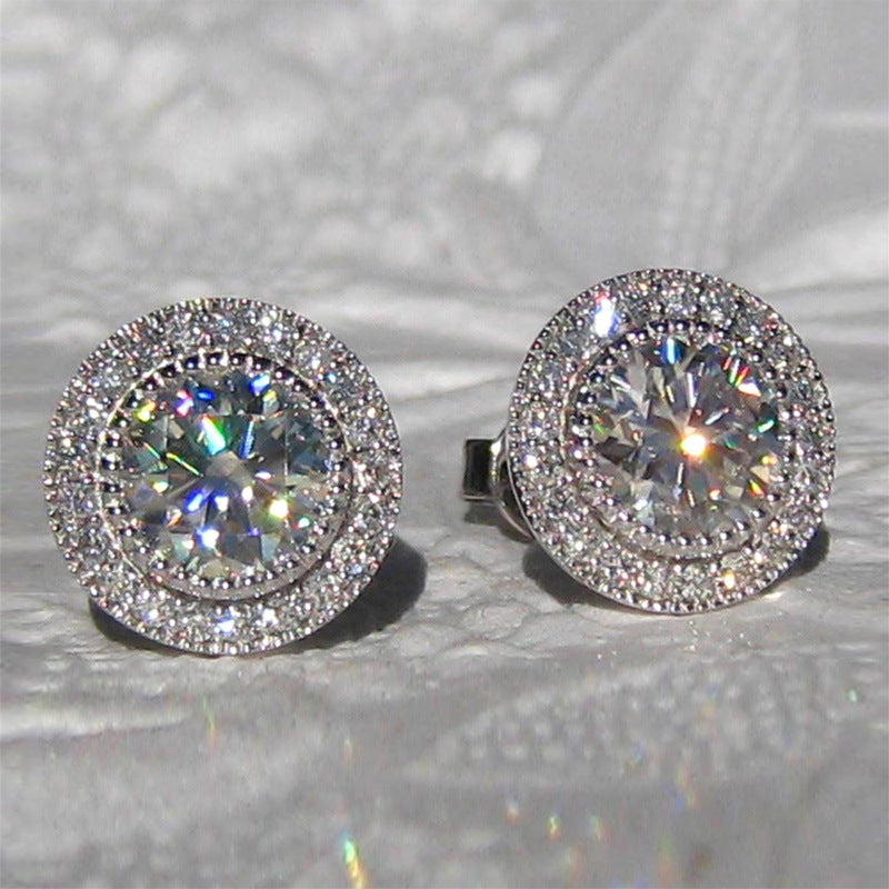 Wholesale Set of Ultra-flash Round Zircon Full Diamond Earrings Blingbling Earrings ACC-ES-Caos035