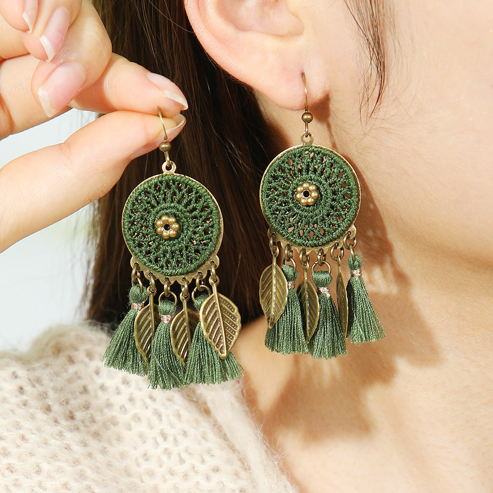 Wholesale Bohemian Tassel Earrings Ethnic Style Hand-Woven - Boutique Resale Jewelry Accessory