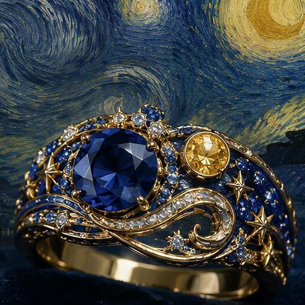 Wholesale Trendy Starry Rhinestone Pinky Ring Alloy Electroplated Jewelry Accessory For Resale