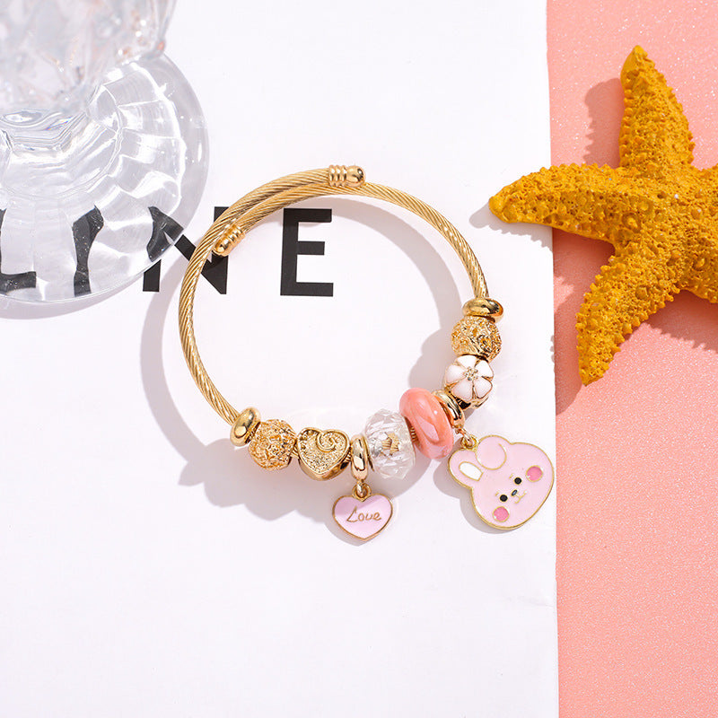 Wholesale Cartoon Beaded Stainless Steel Bracelet ACC-BT-QingLian002