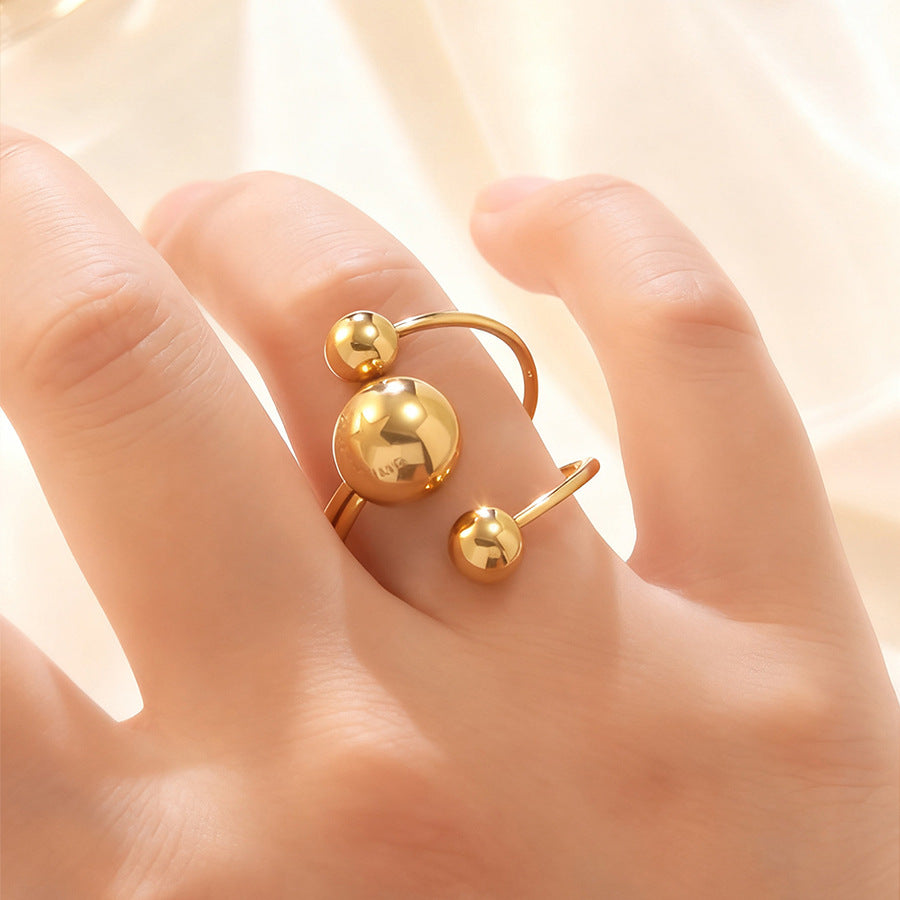 Anelli in acciaio inossidabile all'ingrosso anelli aperti asimmetrici a tre sfere