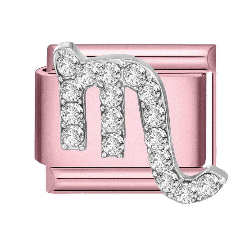 Wholesale Trendy Pink Zodiac Pisces Bracelet Charm Stainless Steel Crystal DIY Jewelry Accessory For Party Gift