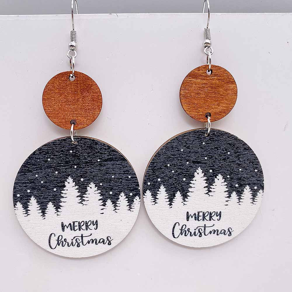 Wholesale  Christmas earrings retro style wooden earrings