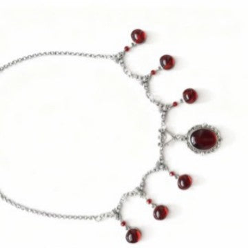 Wholesale Victorian Vampire Gothic Style Red Crystal Necklace Bracelet Set – Trendy Jewelry Accessory for Everyday Wear