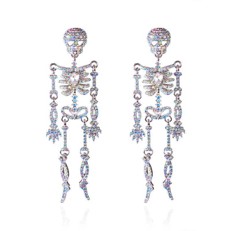 Boucles d'oreilles squelettes à crâne en gros à diamant complet