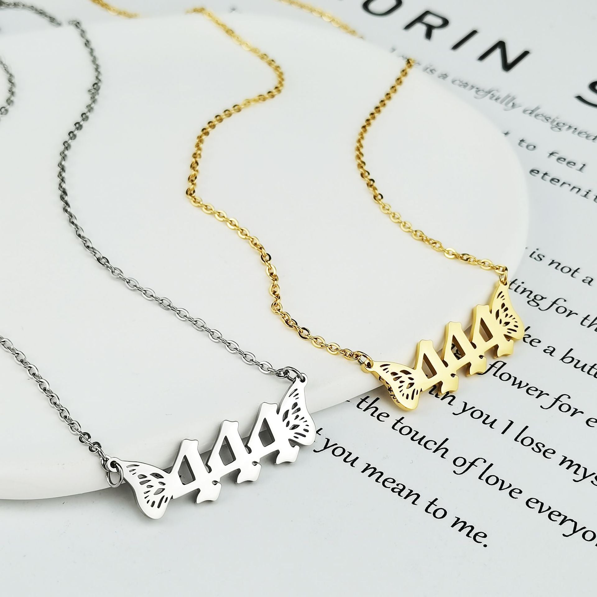 Wholesale 18K Gold Chain Stainless Steel Angel Number Necklaces ACC-NE-GuDi004