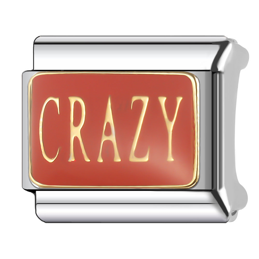 Wholesale Italian Charm Bracelet 9mm DIY English Series Creative Stainless Steel Composable Bracelet