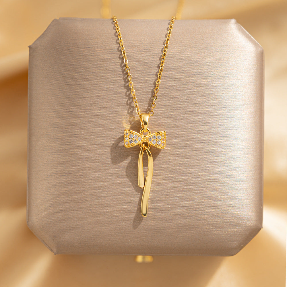 Wholesale Titanium Steel Zircon Clavicle Chain Necklace Korean Style Jewelry Accessory