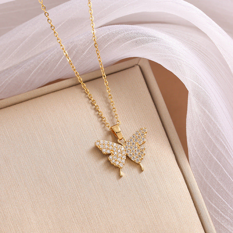 Wholesale Black and White Double-sided Four-leaf Clover Stainless Steel Necklace Light Luxury Necklaces ACC-NE-Nayin003