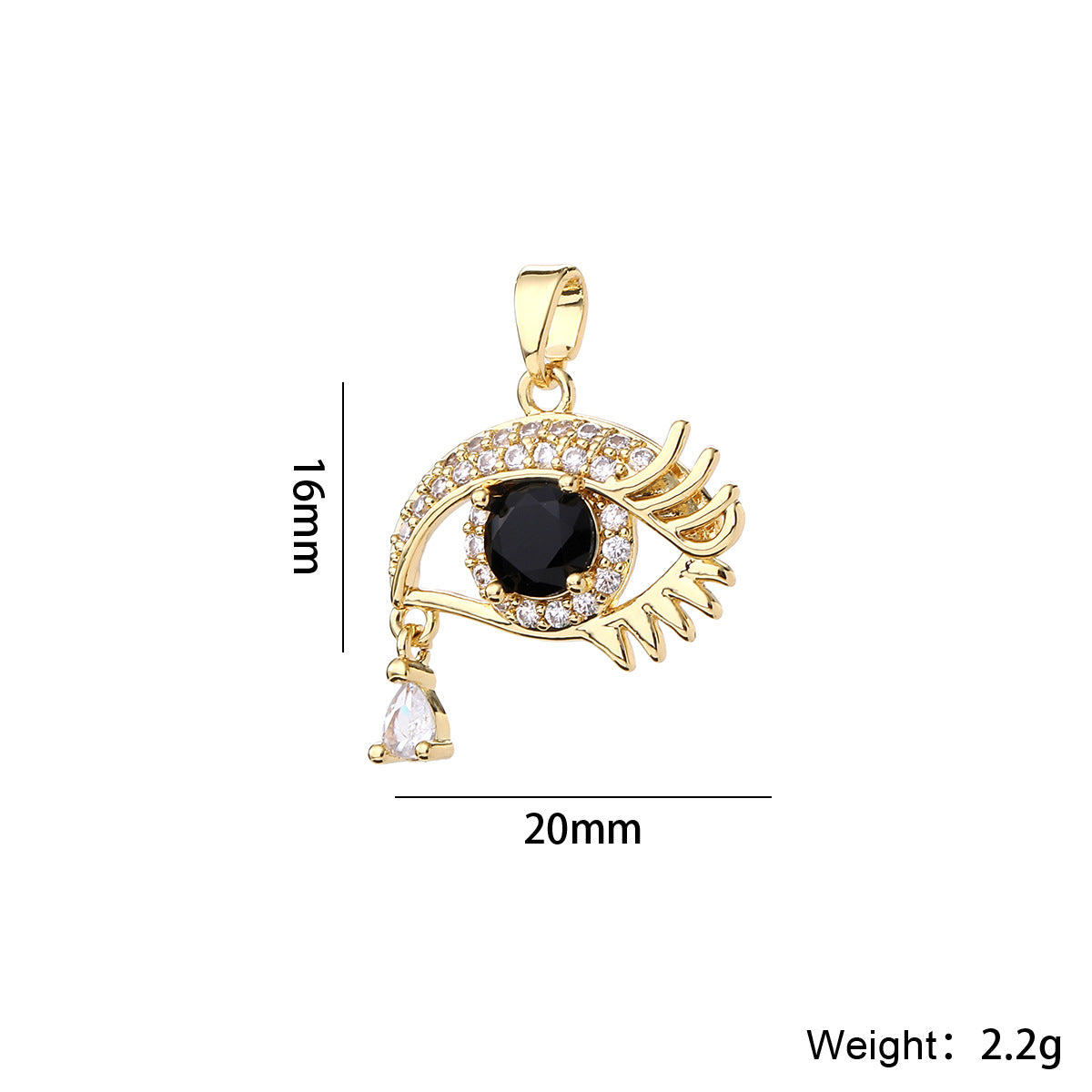 Wholesale 14K Gold Plated Brass Evil Eye Pendant Micro Set Zircon Dark Style Necklace Charm Fashion Accessory For Layering Jewelry Gift Resale