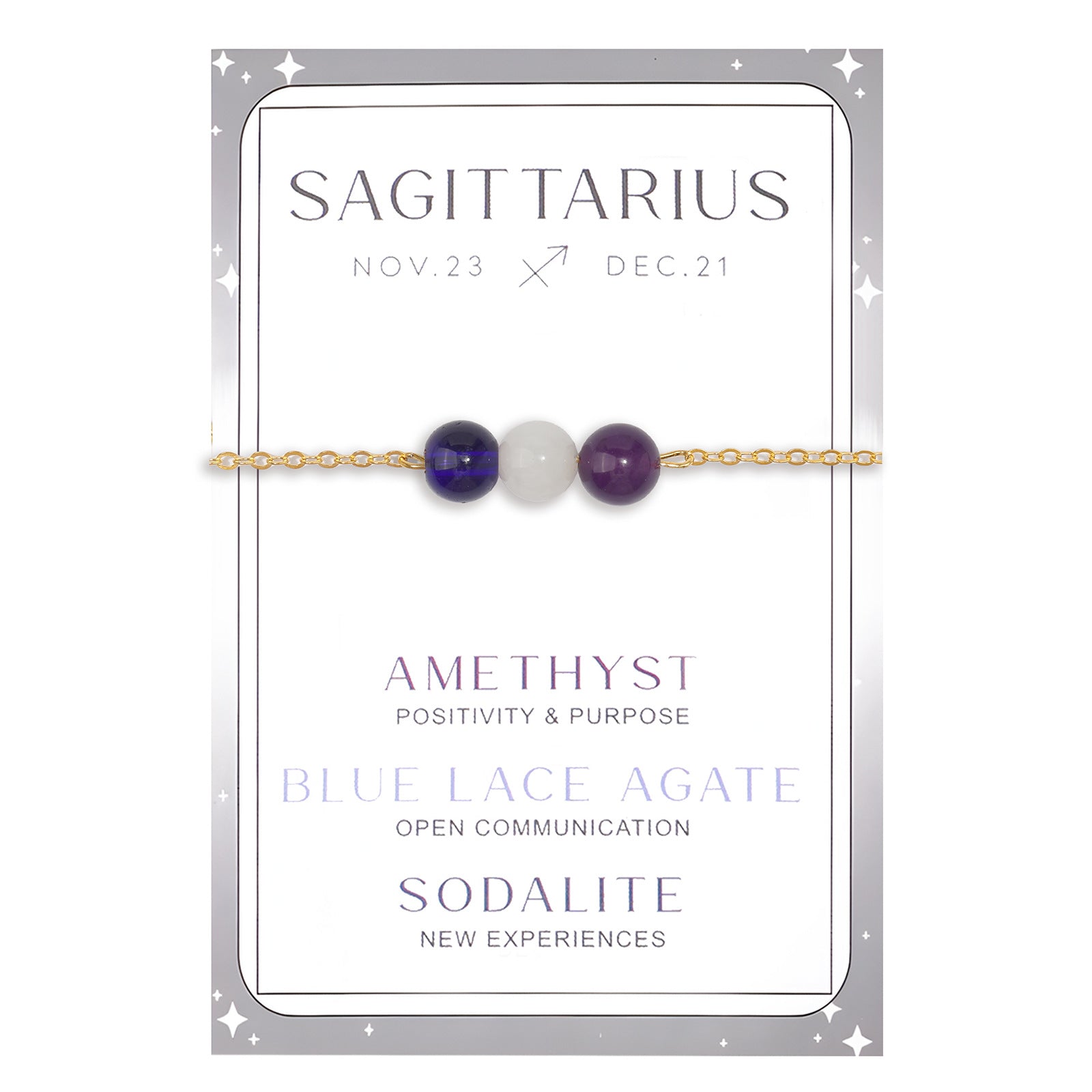 Wholesale Lucky Constellation Bracelet Gold Box Chain Green Aventurine Amethyst Aquamarine Bracelet