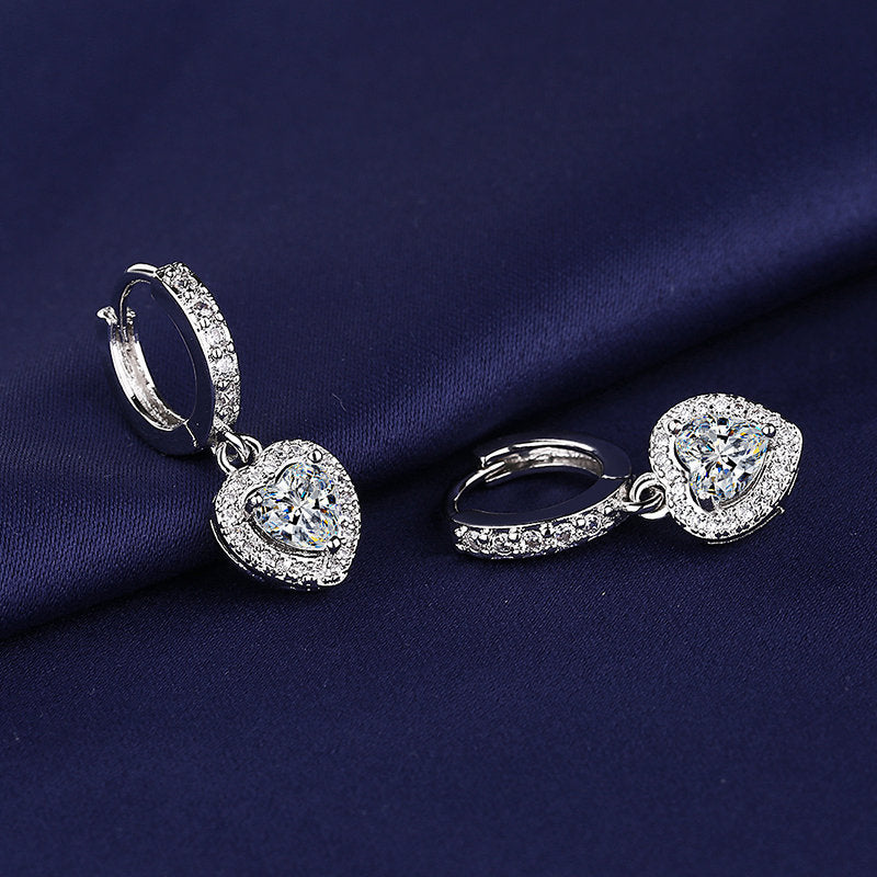 Wholesale  love earrings earbuckle  inlaid zircon ins female earrings