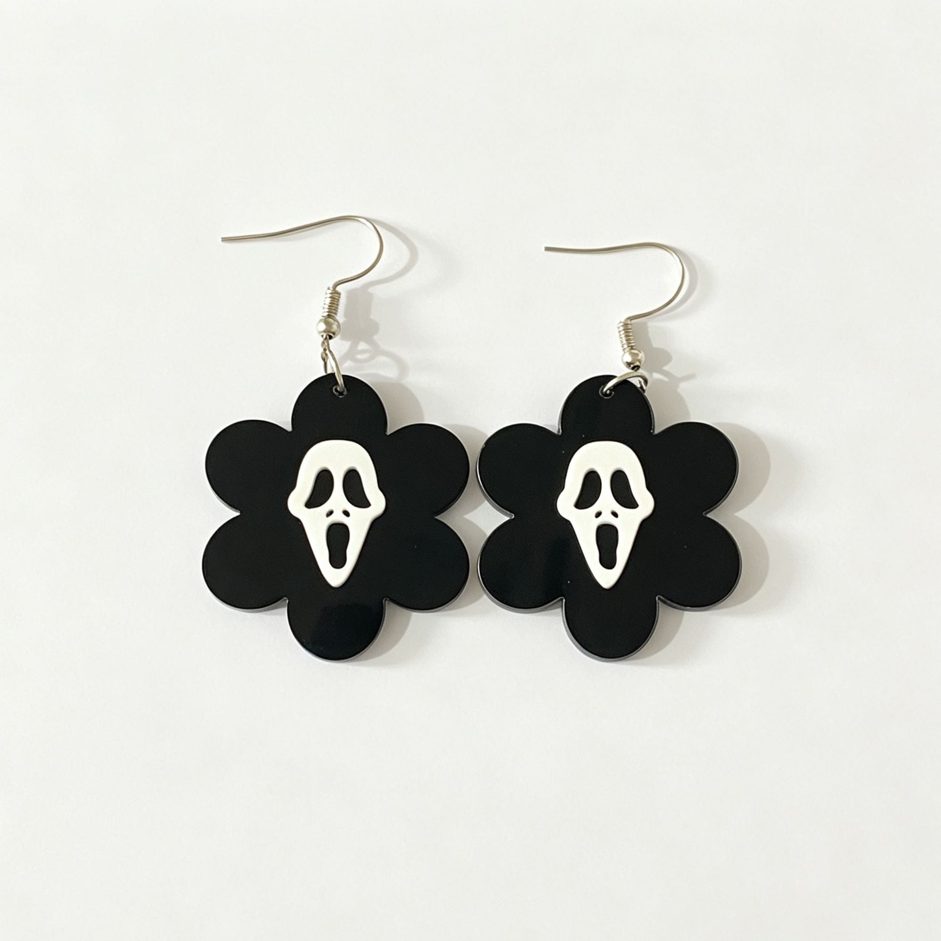 Wholesale Skull Flower Acrylic Earrings - Trendy  Festival Jewelry Accessory