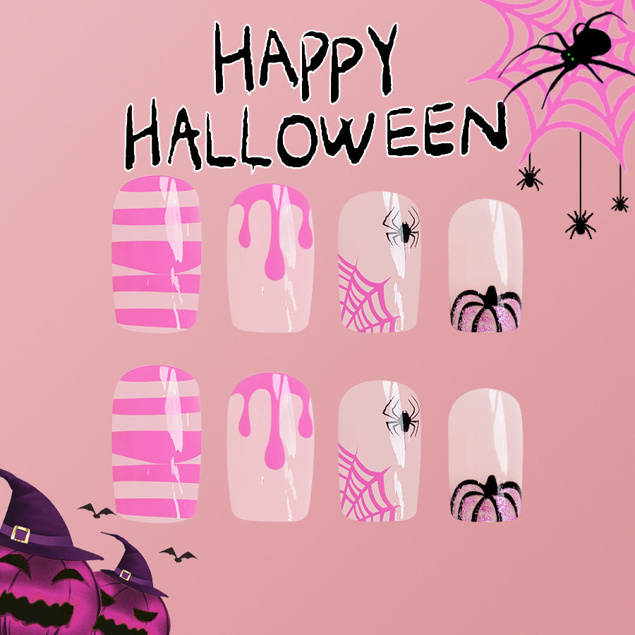 Wholesale 24 Pieces/box Halloween Spider Press-on Nails Kits Nail Stickers ACC-NS-GuaiXL086