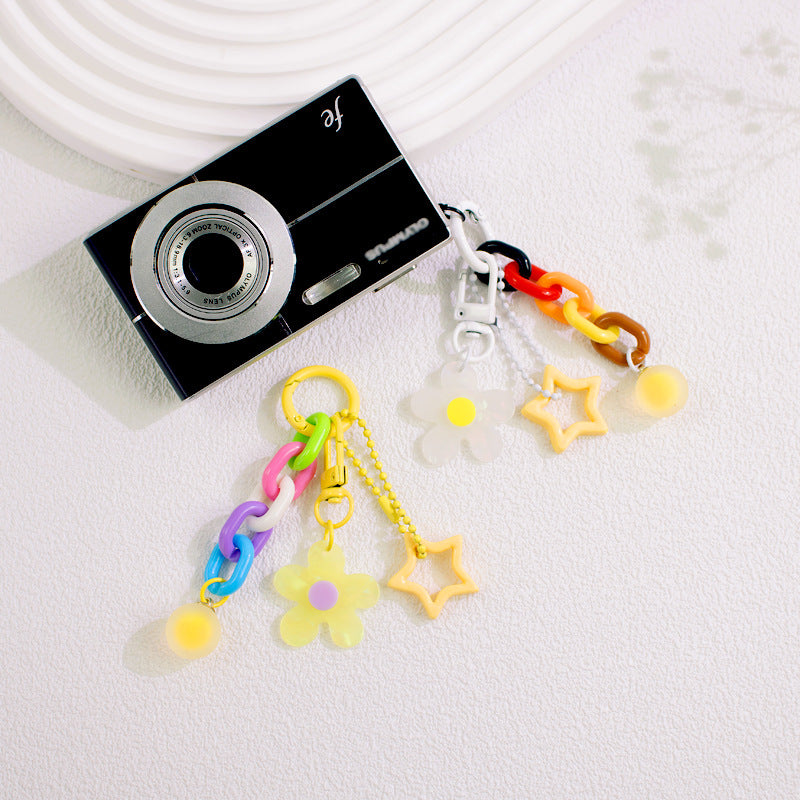 Wholesale flower keychain acrylic ornaments colorful stars  keychain