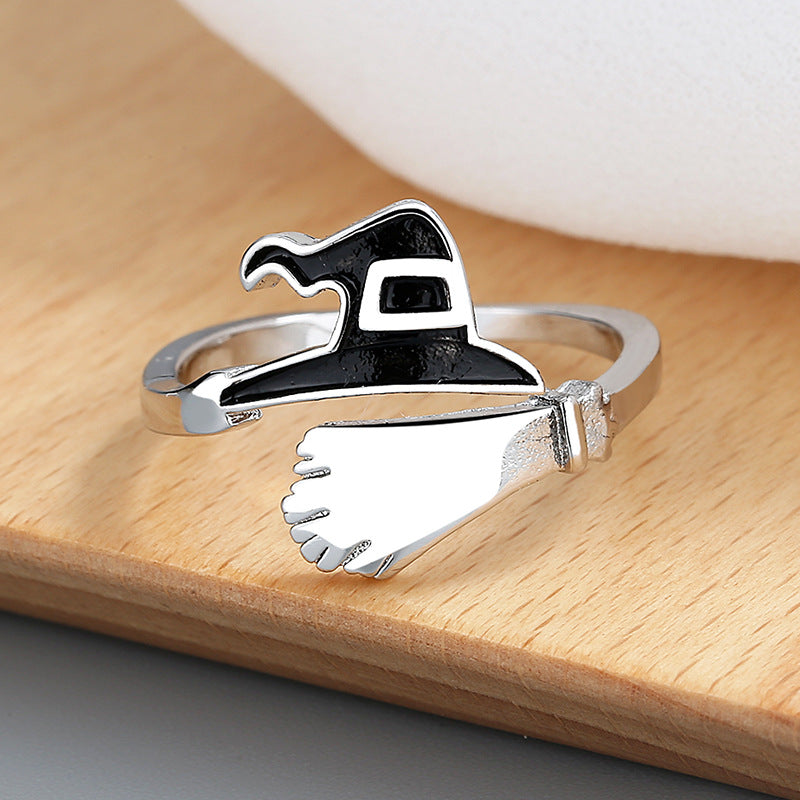 Wholesale Copper  Witch Broom Pumpkin Adjustable Ring Unisex Fashion Gift