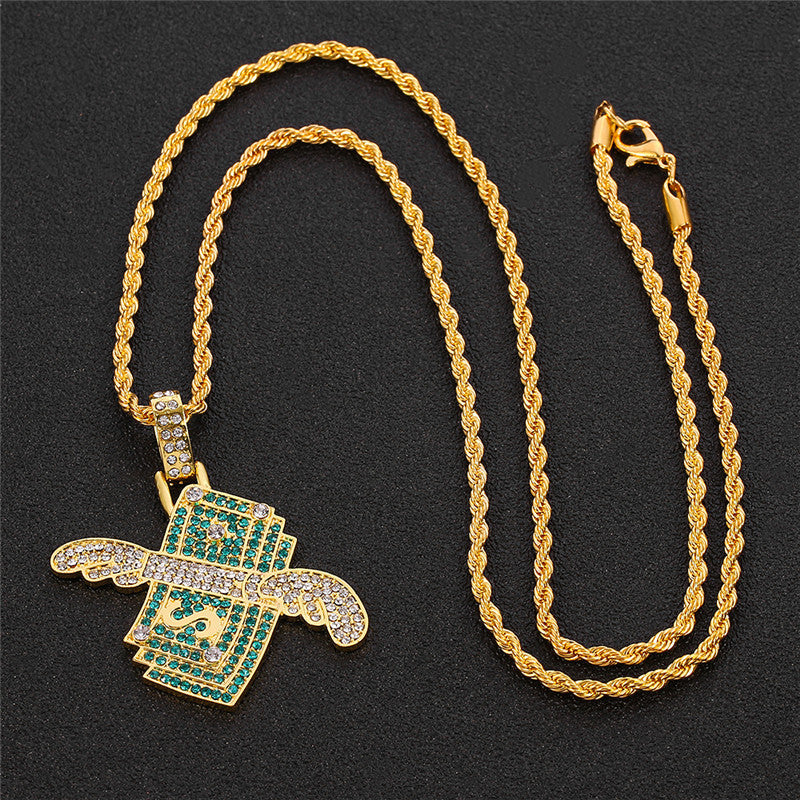 Wholesale Three-Dimensional Dollar Full Diamond Necklace