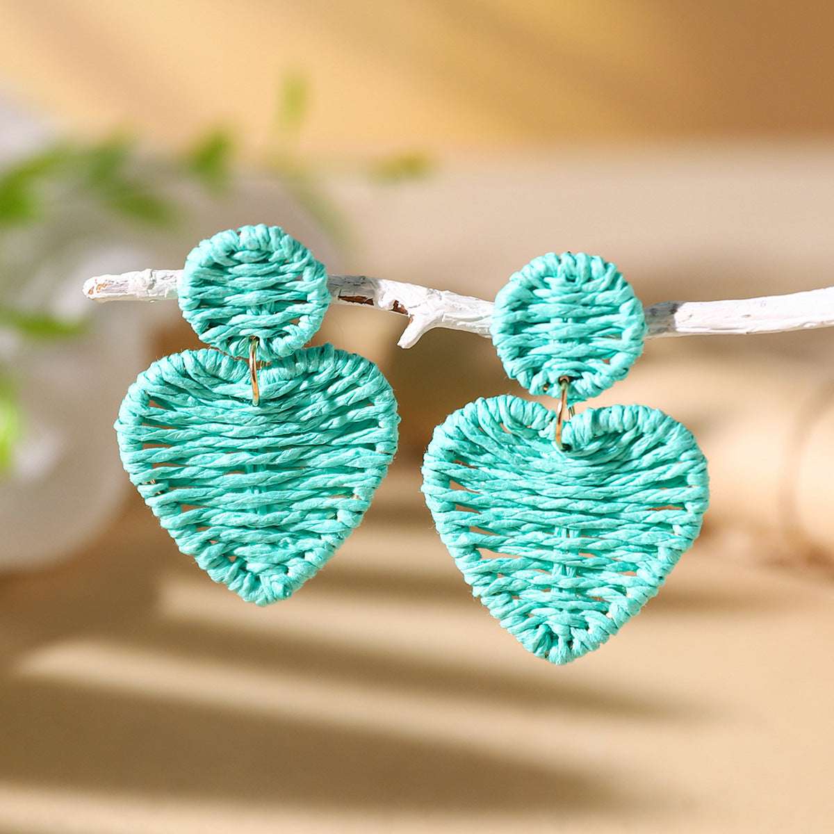 Wholesale Bohemian Exaggerated Raffia Earrings Hand Woven ACC-ES-XLH002