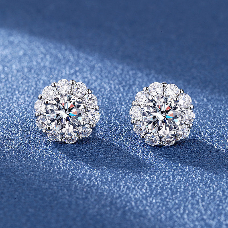Wholesale moissanite earrings female sunflower 1 karat  earrings