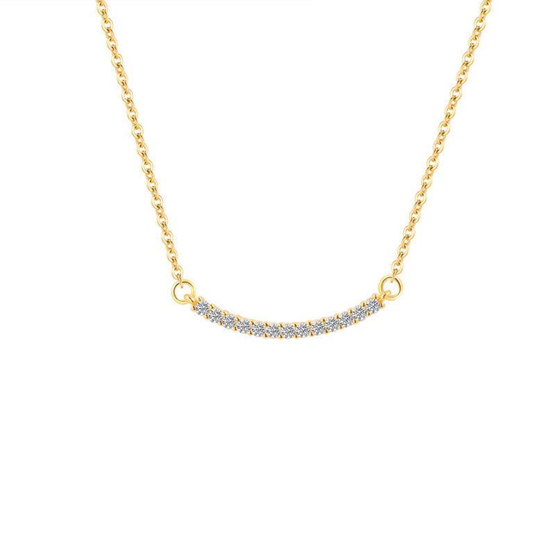 Wholesale S925 Sterling Silver Diamond-encrusted Smiley Face Necklace