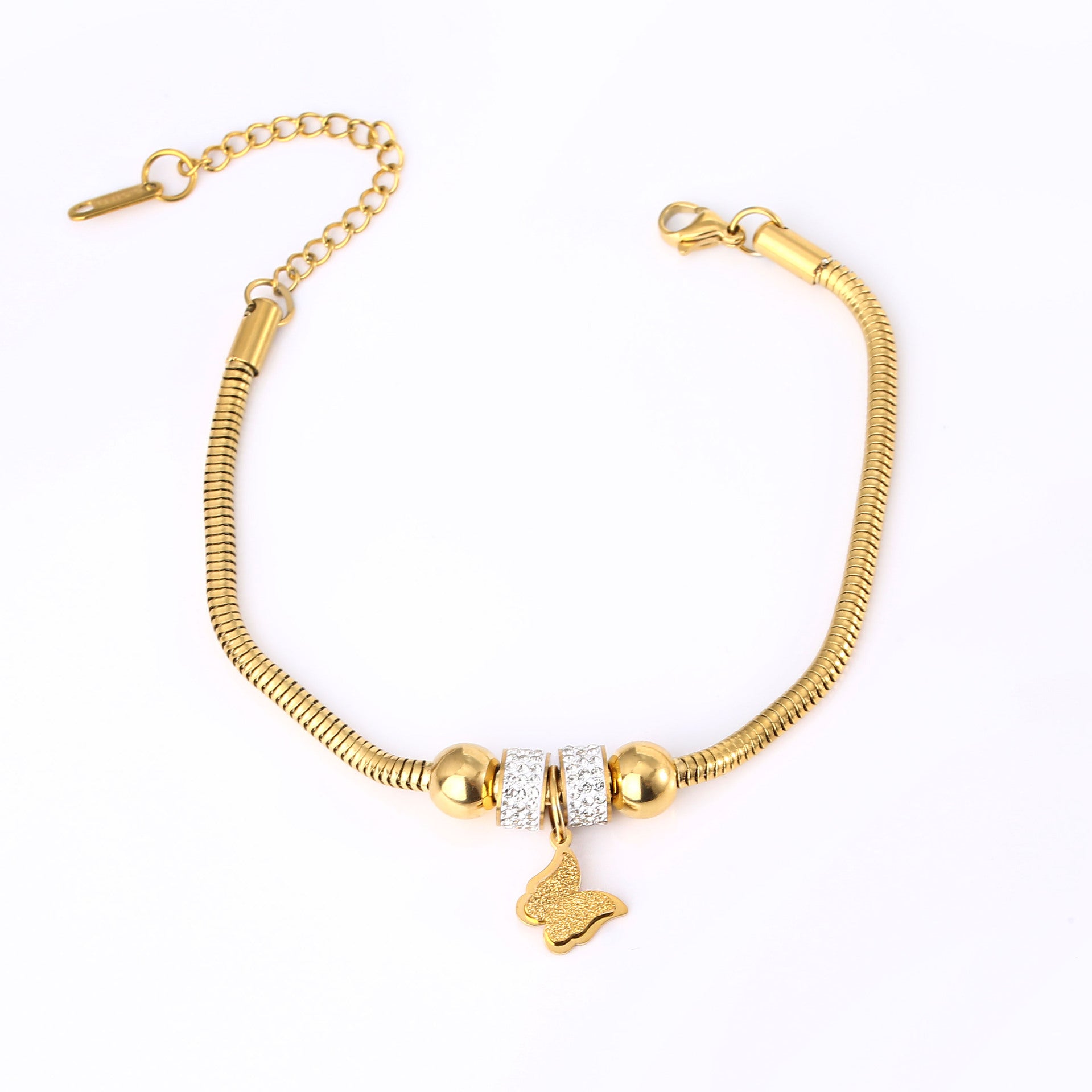 Wholesale  Personality racelet Diamond Butterfly Titanium Steel Bracelet