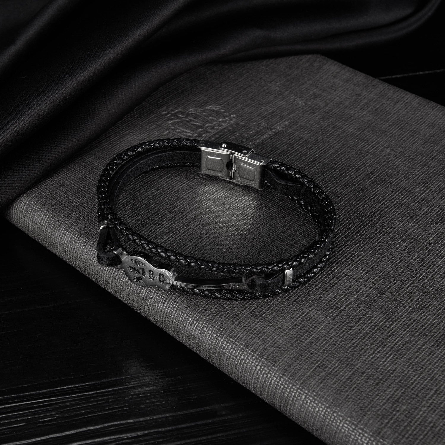 Wholesale personality retro multi-layer woven titanium steel leather bracelet