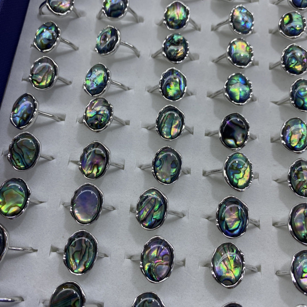 Wholesale Chic Abalone Shell Open Ring Adjustable Fashion Jewelry Accessory for Women Boutique Resale
