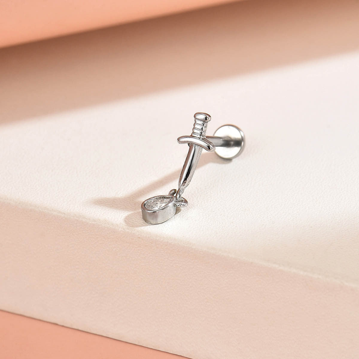 Wholesale 316L Internally Threaded Flat-Back Stud Piercing with Zircon Inlay