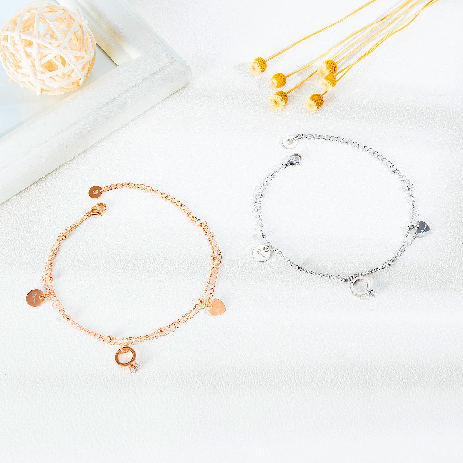 Wholesale All-match  Personalized Niche High-end Style Diamond-encrusted Titanium Steel Anklet