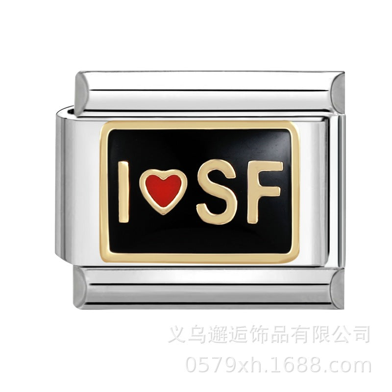 Wholesale Italian Charm Bracelet 9mm DIY Splicing Removable Stainless Steel Composable Bracelet