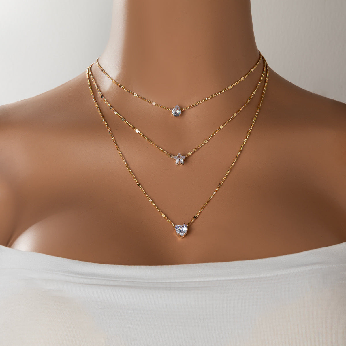 Wholesale  Rhinestone Love Drop Star Pendant  Necklace