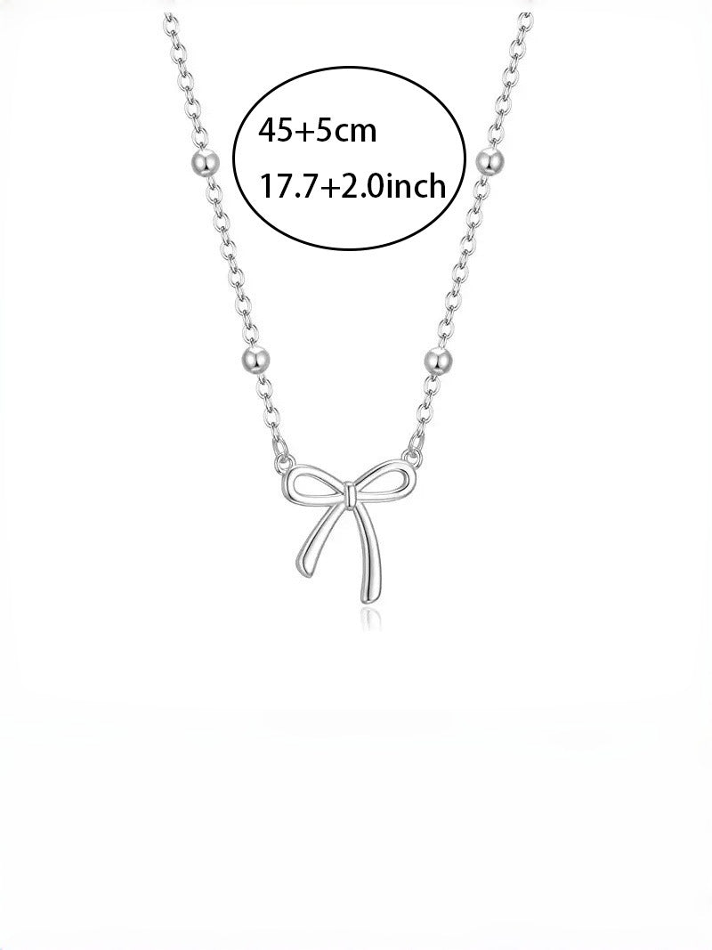 Wholesale Stainless Steel Real Gold Plated Butterfly Bow Pendant Necklace,  Sweet Design for Women Jewelry Accessory