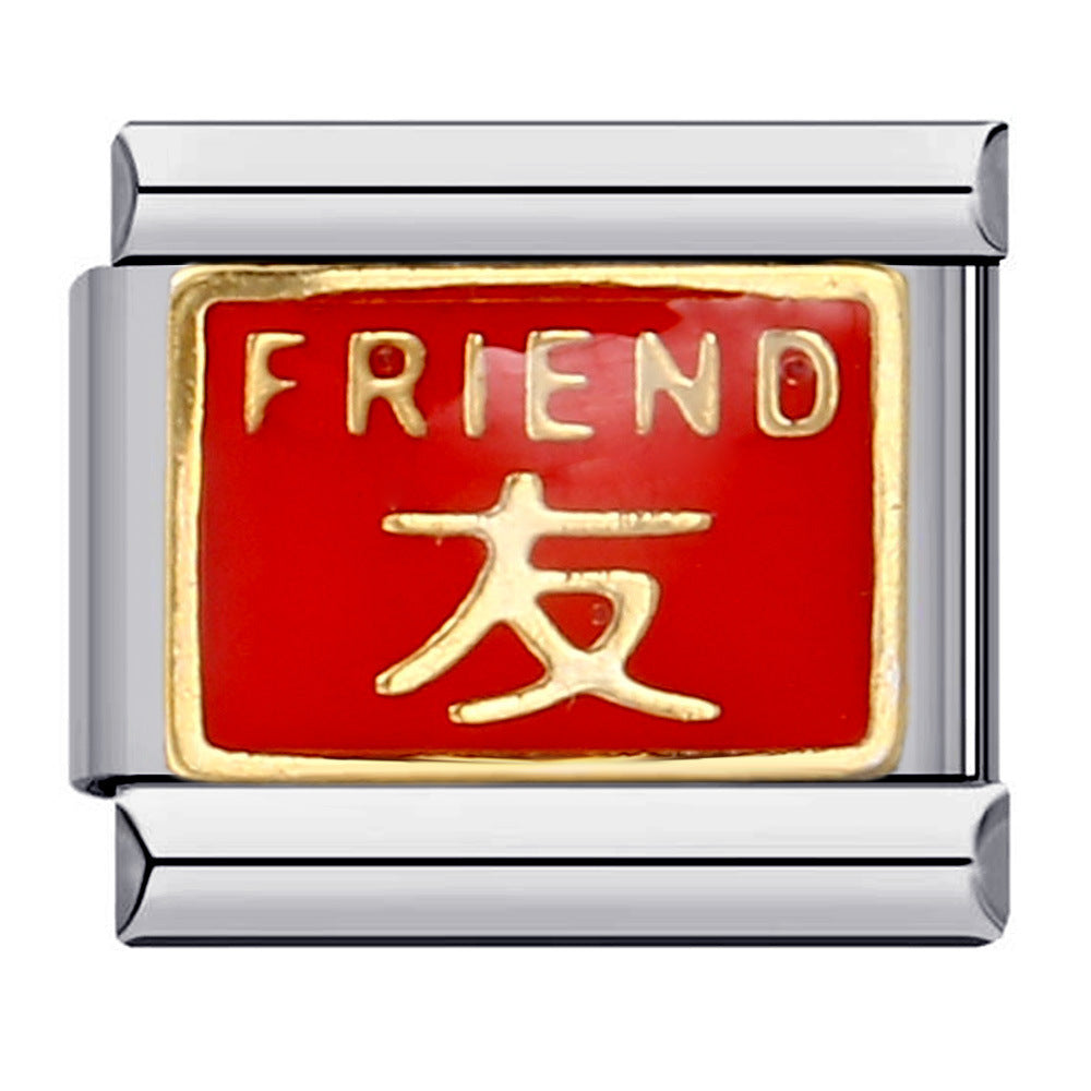 Wholesale Italian Charm Bracelet 9mm DIY Splicing Removable Red Element Stainless Steel Composable Bracelet