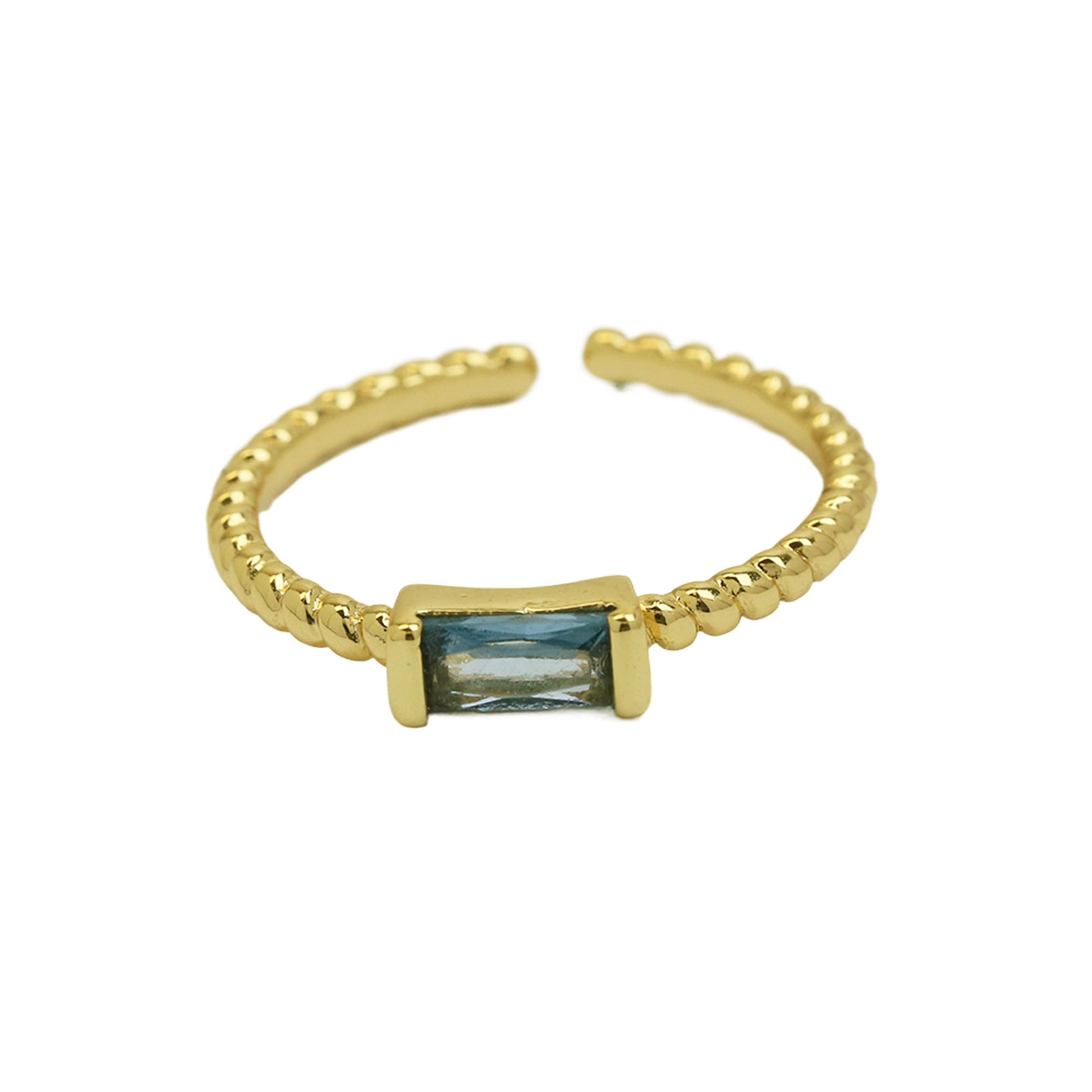 Wholesale  18k Brass Long Square Ladder Square  Birthstone  December Opening Ring