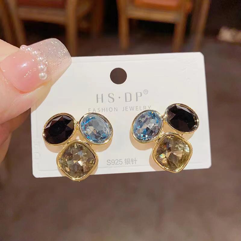 Wholesale 925 Silver Needle Square Zircon Stud Earrings Ear Studs ACC-ES-Yinhe003