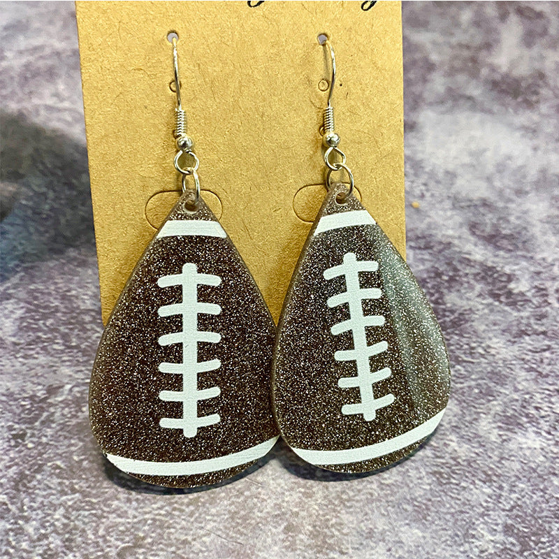 Wholesale  Ball Sports Classic Water Drops Flash Acrylic Earrings
