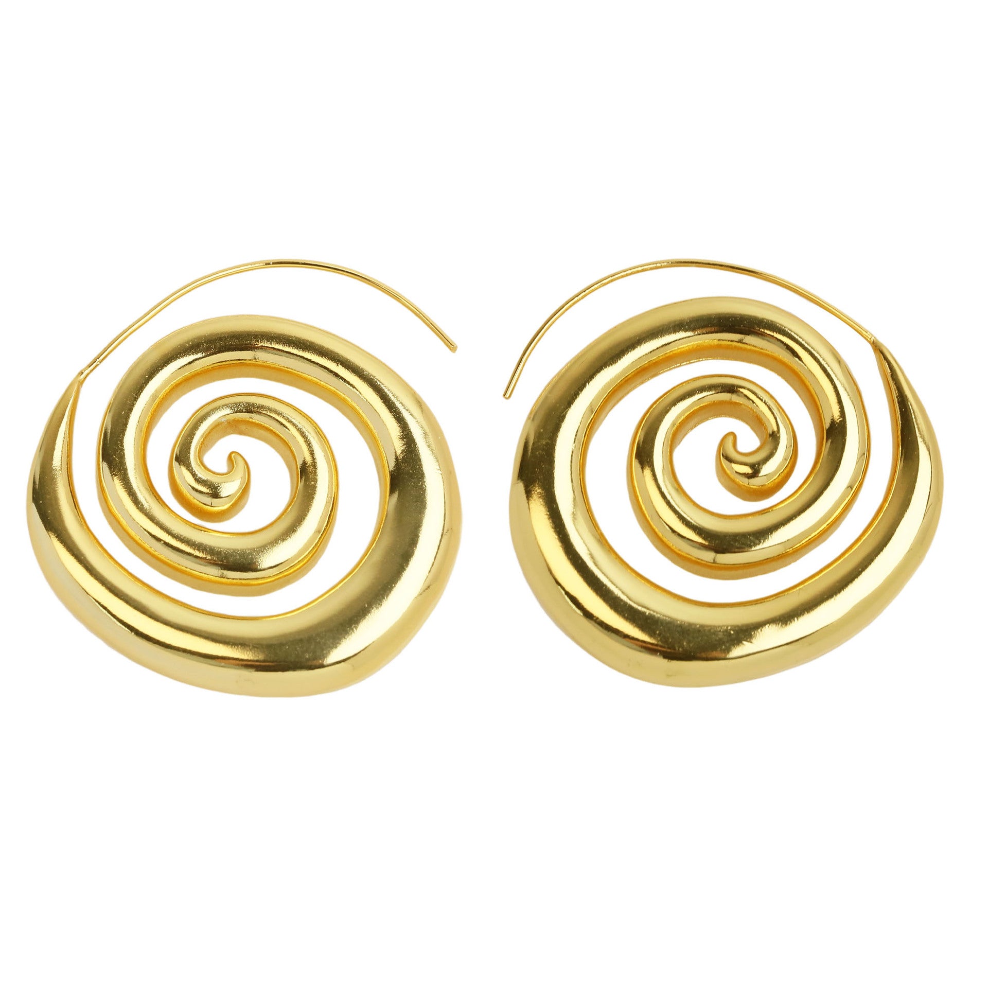 Wholesale  18k brass smooth exaggerated classic threaded ring disc earrings