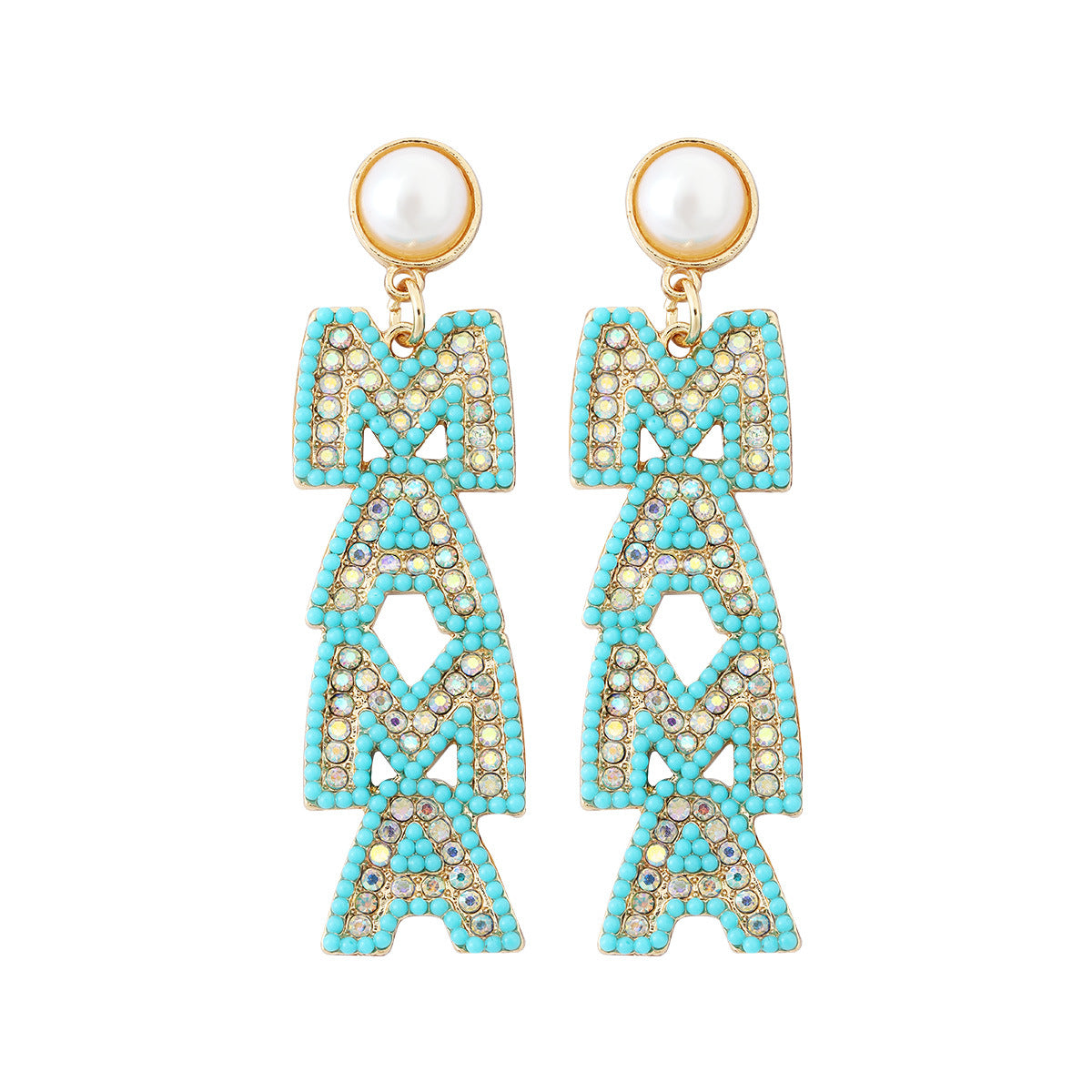 Wholesale  Mother's Day alloy diamond mother English letter earrings